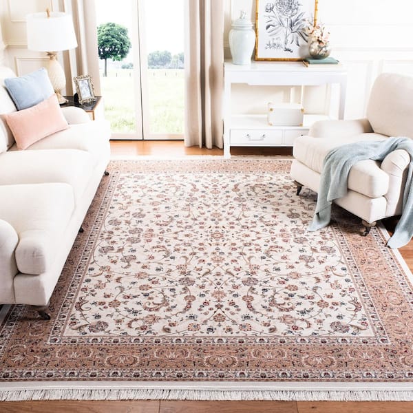 Hereke 9 ft. x 12 ft. Cream/Beige Floral Area Rug