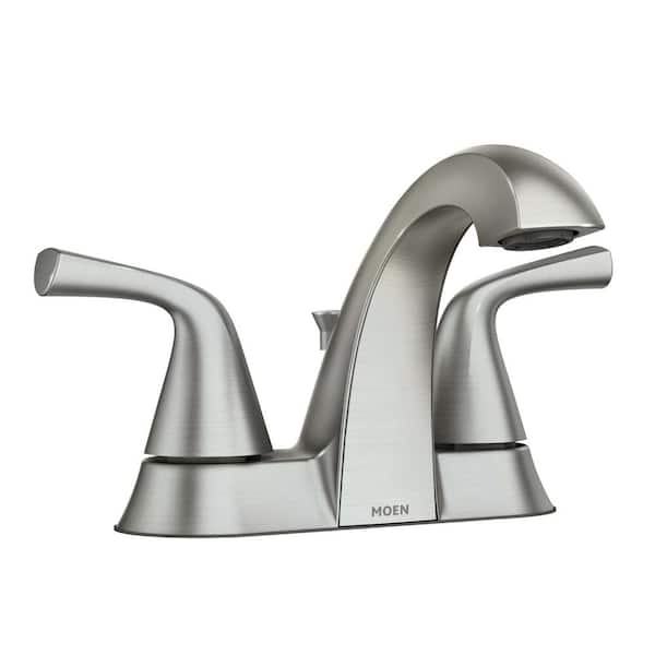 MOEN Haber 4 in. Centerset 2-Handle Bathroom Faucet in Spot Resist Brushed Nickel