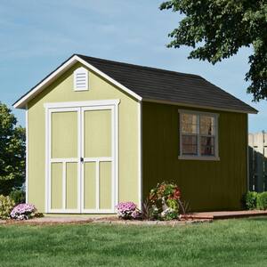 Professionally Installed Meridian Deluxe 8 ft. x 12 ft. Outdoor Wood Storage Shed and Black Onyx Shingles (96 sq. ft.)
