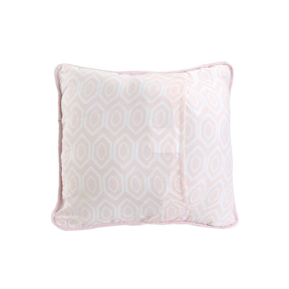 Pink and White Ruffled Cotton Square Throw Pillow