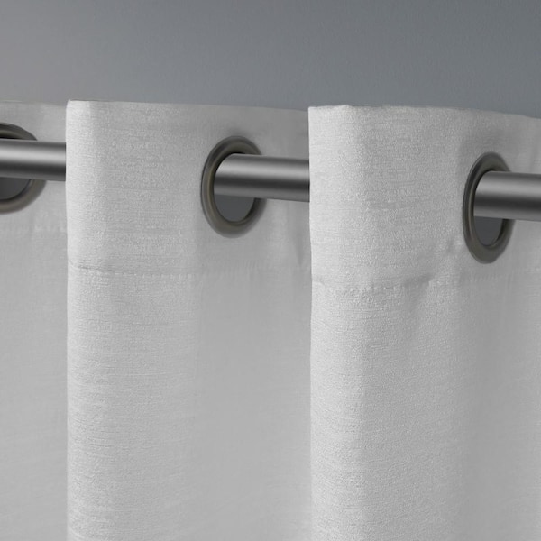 Virenze Winter White Solid Light Filtering Grommet Top Curtain, 54 in. W x 96 in. L (Set of 2)