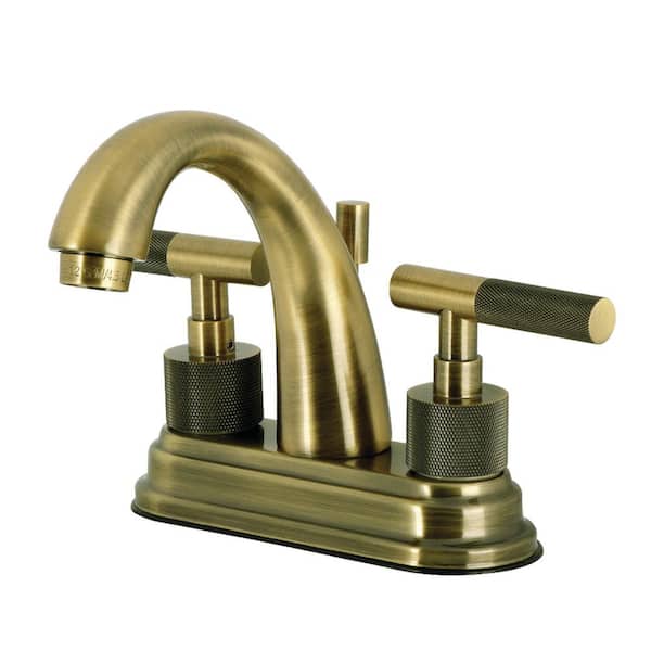 Convergent Deck Mounted 2-Handle 4 in. Centerset Bathroom Sink Faucet with Pop-Up Drain in Antique Brass