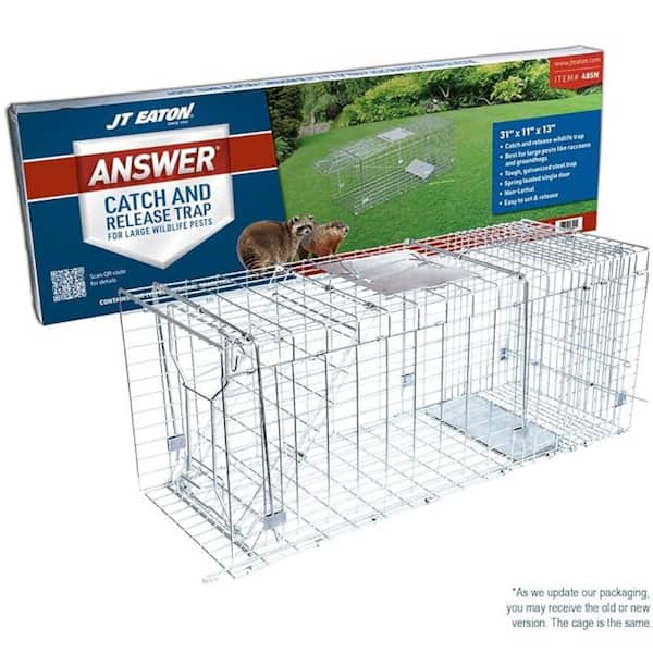 JT Eaton Answer Single Door Live Animal Cage Trap for Medium to Large Size Pests Steel Wire