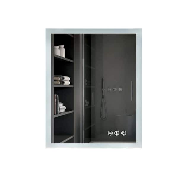 Tileon 24 in. W x 36 in. H Rectangular Frameless Backlit Anti-Fog LED Light Wall Mounted Bathroom Vanity Mirror in Silver