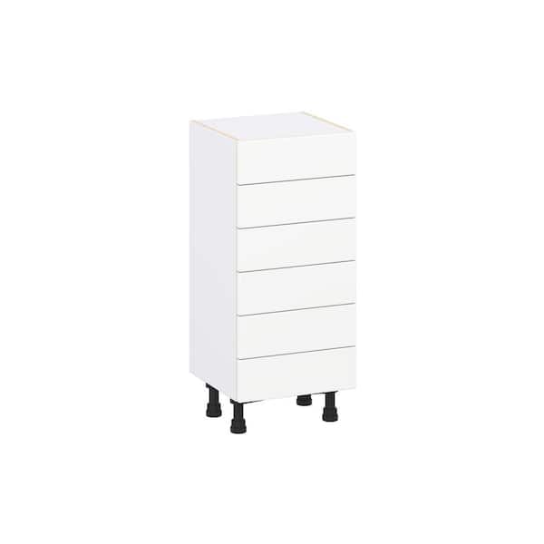 J COLLECTION Milton 15 in. W x 14 in. D x 34.5 in. H Assembled Shaker Drawer Base Kitchen Cabinet in Bright White with 6 Drawers