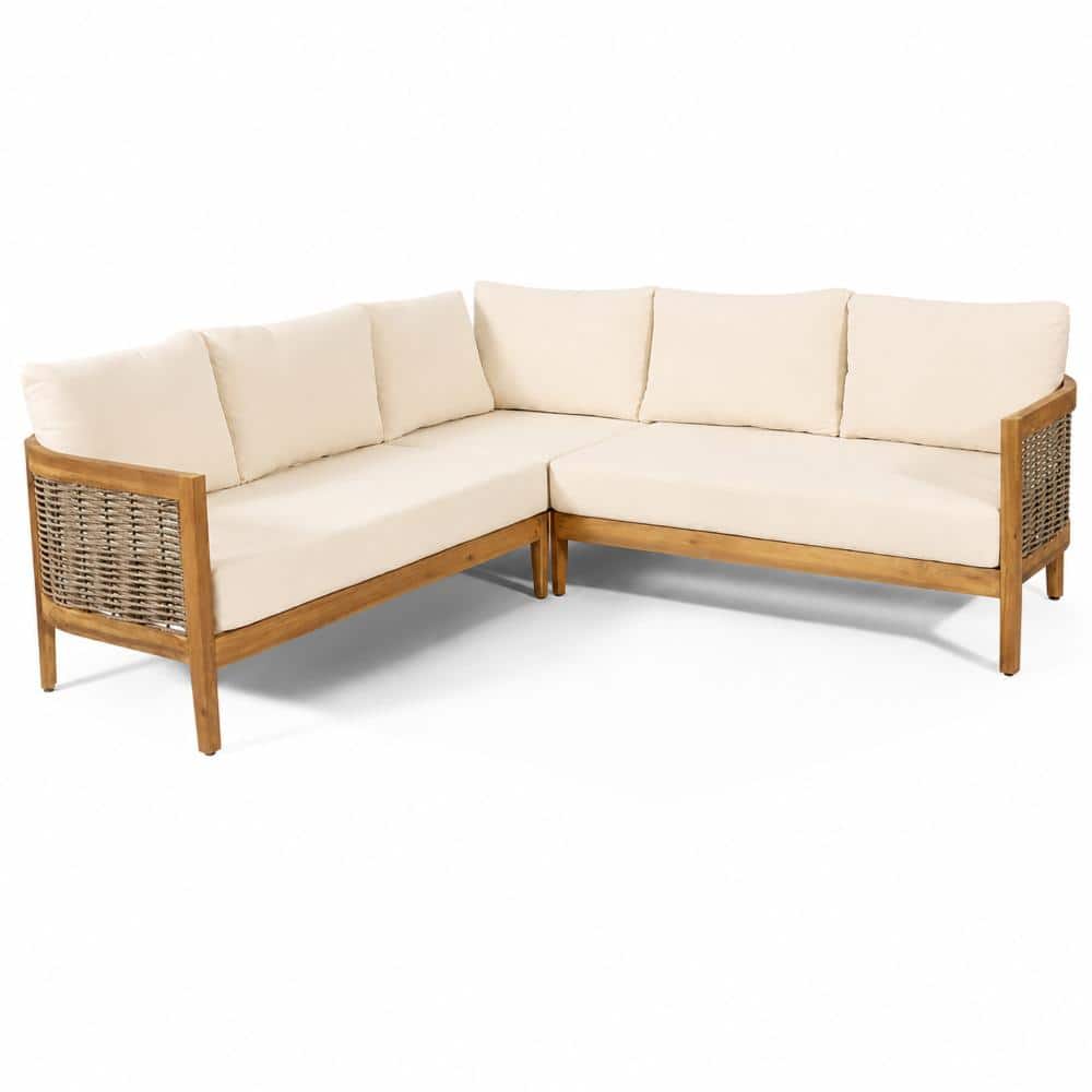 5-Seater Solid Acacia Wood Frame Patio Outdoor Sofa Set Handwoven PE Rattan Water-Resistant Cushions price history on PriceWatchPro