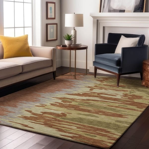 Mayfield Premium Machine Washable Abstract AMF1050 Rust 5 ft. x 7 ft. 6 in. Area Rug