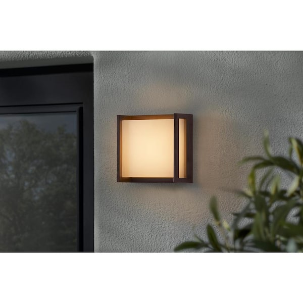 Oliver 5.51 in. Bronze Hardwired Coach OutdoorWall Light Sconce with Integrated LEDs