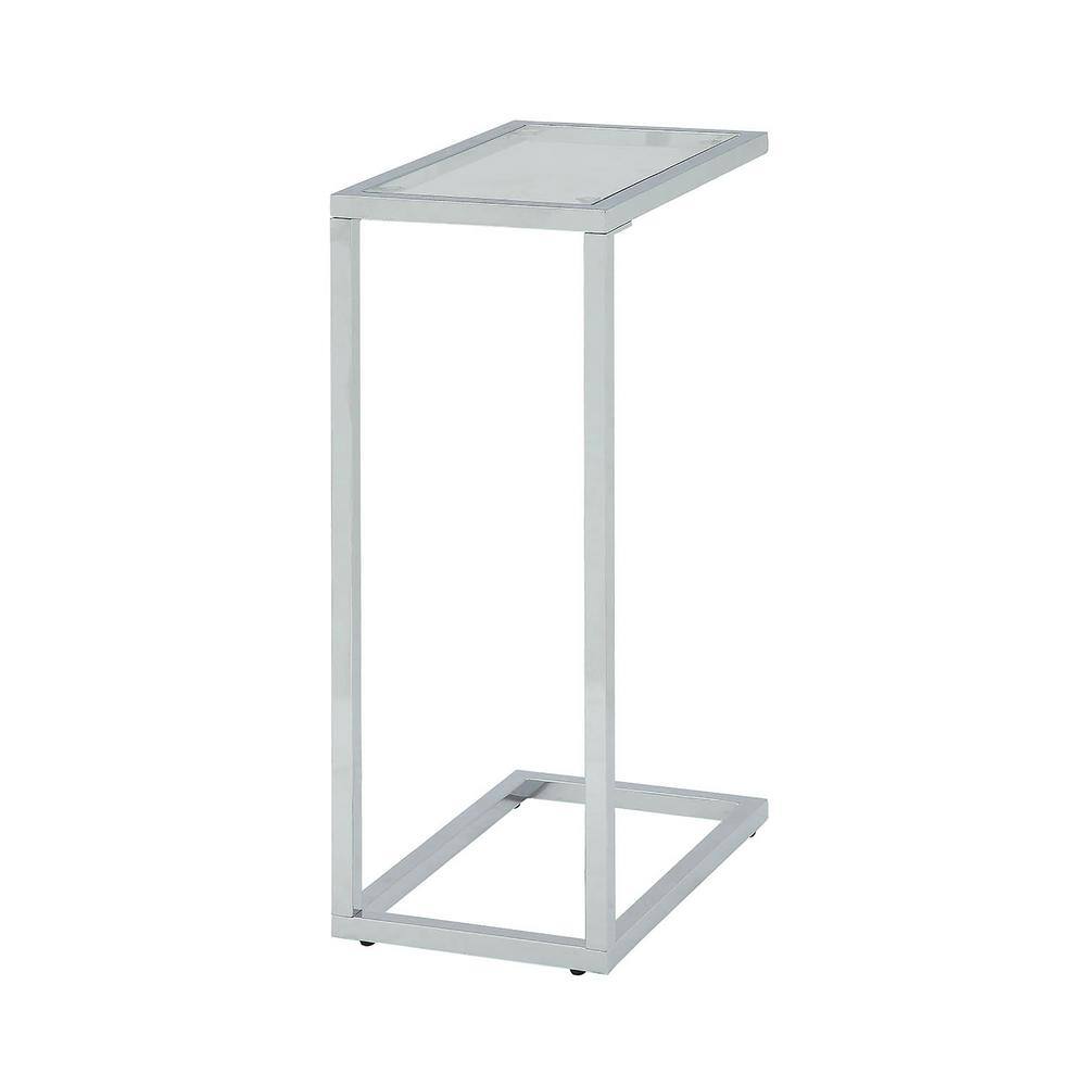 Chrome and Clear Glass Rectangular End Table, 26 in.