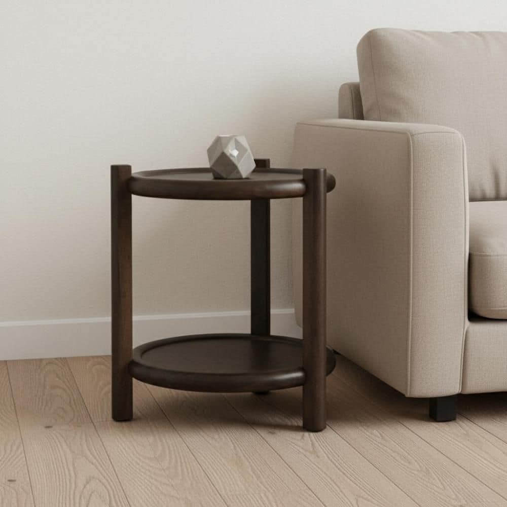 23.50 in. Dark Brown Round Solid Wood End Table price history on PriceWatchPro