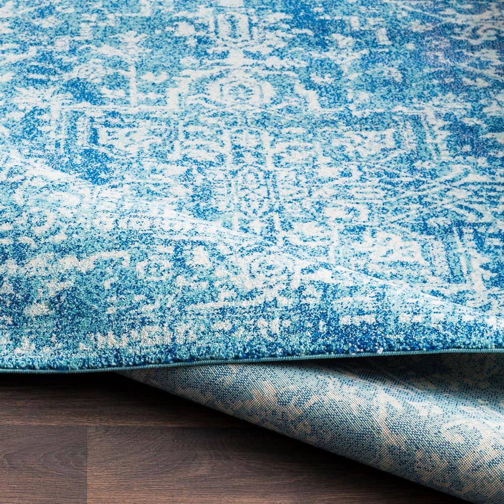 Blue Rectangular 8' x 10' Vintage Medallion Polypropylene Area Rug