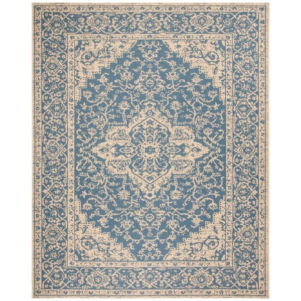 SAFAVIEH Linden Blue/Cream 9 ft. x 12 ft. Border Antique Medallion Area Rug