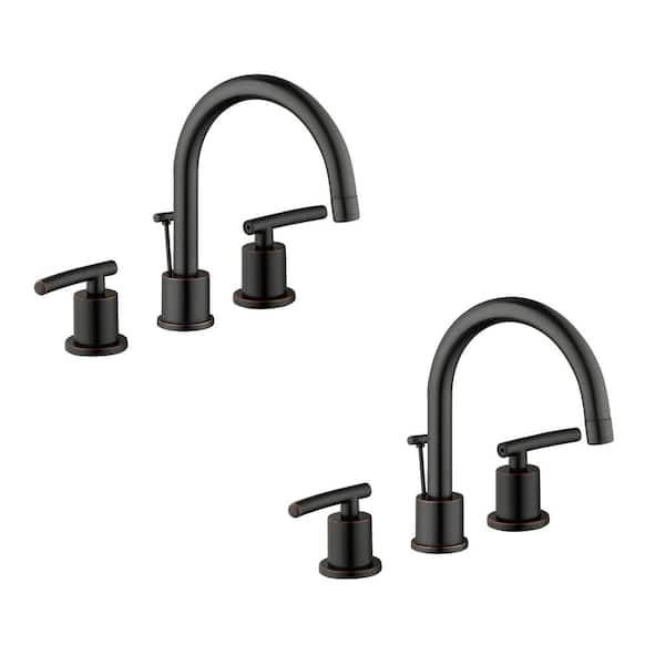 Glacier Bay Dorset 8 in. Widespread Double Handle High-Arc Bathroom Faucet in Bronze (2-Pack)
