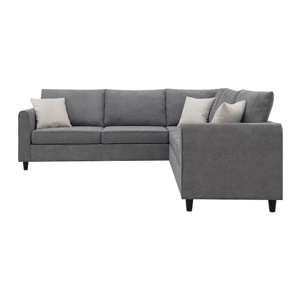 Nestfair 91 in. W Polyester L-shaped Sectional Sofa in Gray with 3