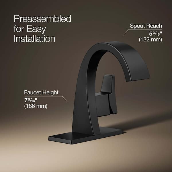 KOHLER Katun Single Hole or 4 in. Centerset Single-Handle Bathroom Faucet in Matte Black