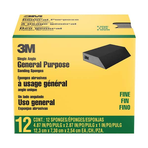 General Purpose Sanding Sponge 2 7/8 in. x 4-7/8 in x 1 in. 100 Grit, Single Angle, Fine (12 Pack)