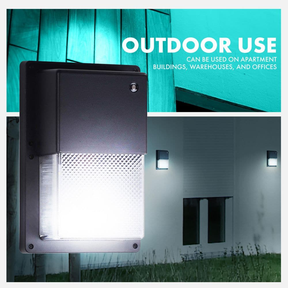 Black Energy Star LED Wall Pack Light with Dusk-to-Dawn Sensor