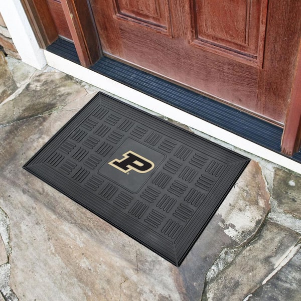 NCAA Purdue University Black 19.5 in. x 31.25 in. Outdoor Vinyl Medallion Door Mat