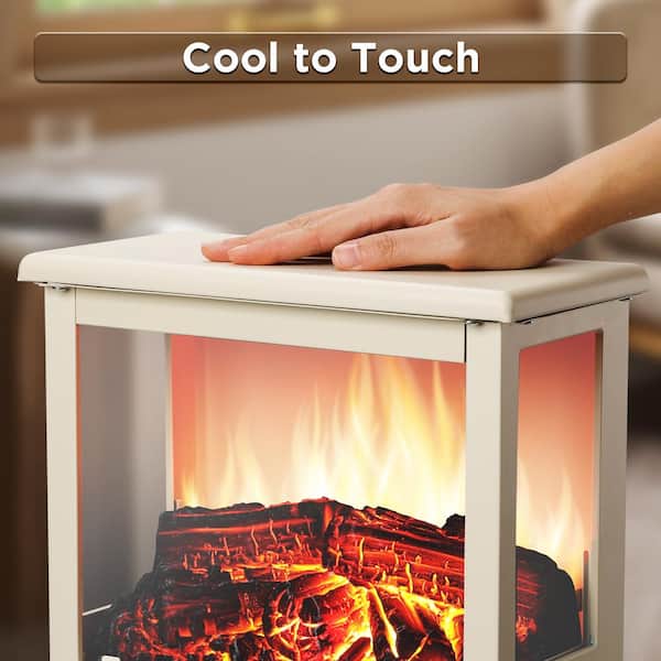 TURBRO Suburbs TS17Q Infrared Electric Fireplace Stove, 19 in. Freestanding Stove  Heater with 3-Sided View 1500-Watt Ivory TS17Q-Ivory - The Home Depot