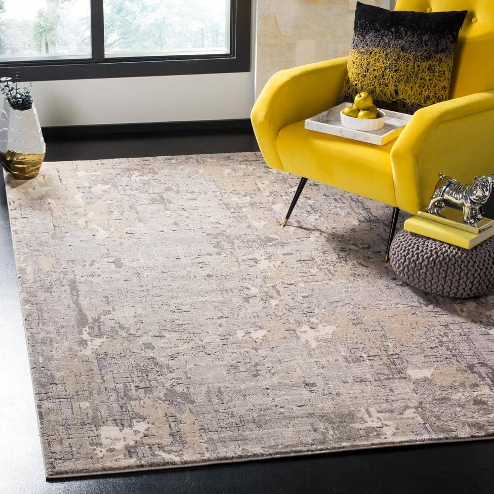 Elysian Fields Abstract Gray Synthetic 4' x 6' Area Rug