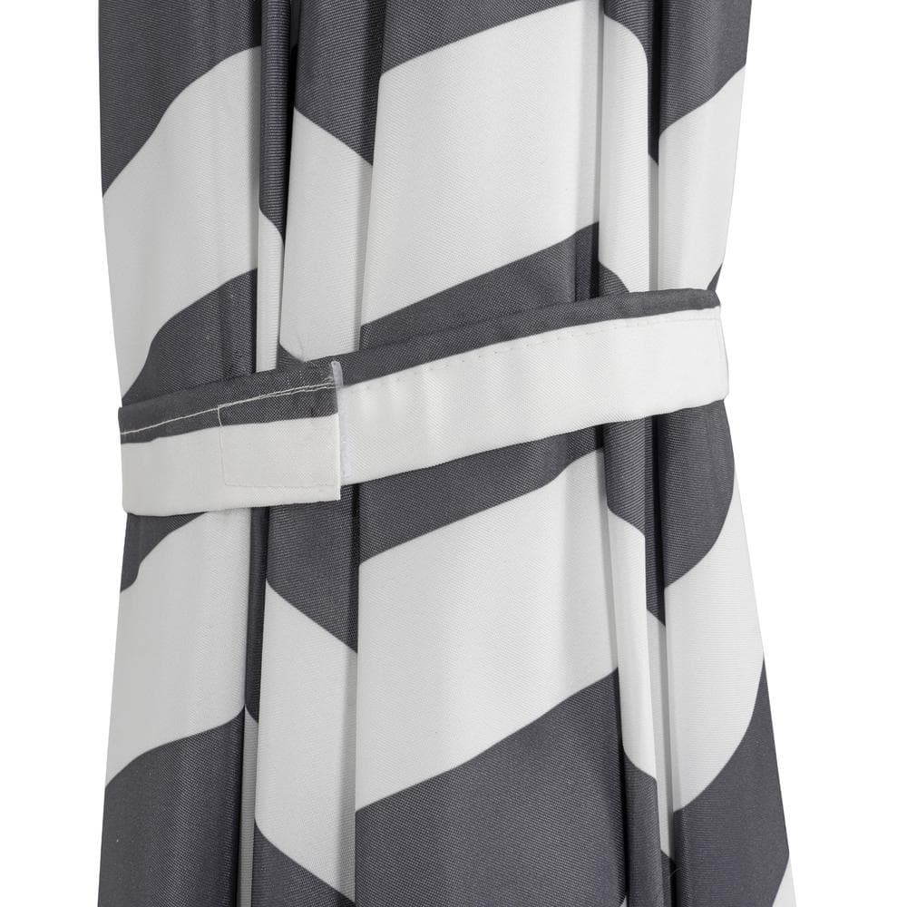 10-Foot Gray Striped Steel Outdoor Cantilever Umbrella
