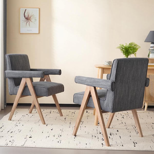CHRISTOPHER KNIGHT HOME Myralynn Charcoal Modern Upholstered Dining Chairs, Rubberwood, (Set of 2)