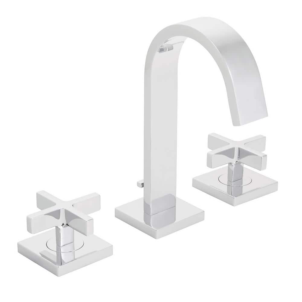 Lura Modern Polished Chrome Widespread Bathroom Faucet with Cross Handles