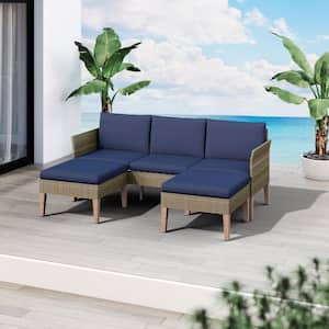 Isla 3-Piece Wicker Patio Conversation Set with Cobalt Blue Cushions