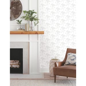 Grey Wildflower Non Woven Preium Paper Peel and Stick Matte Wallpaper Approximately 34.2 sq. ft
