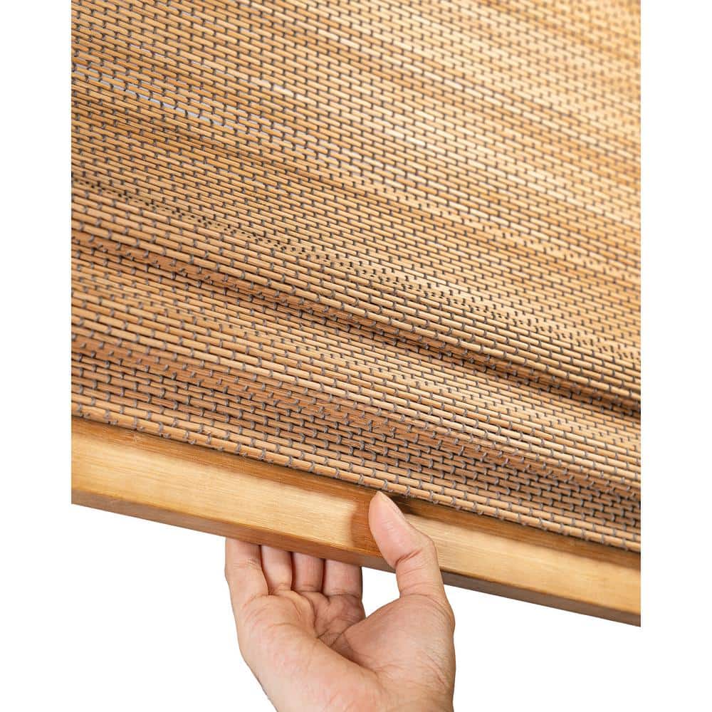 Cordless Bamboo Roman Shades with Valance, 23" x 64", Brown