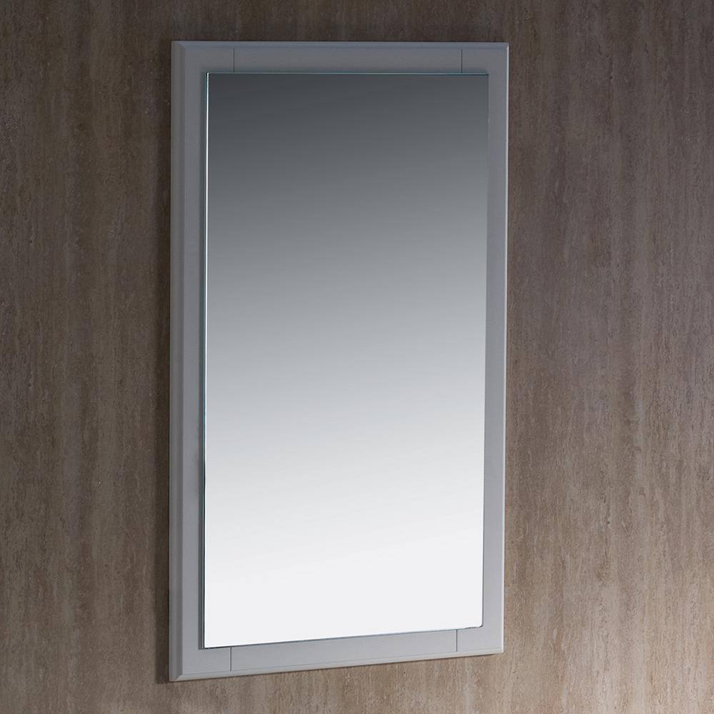 Elegant Antique White Carved Wood 20"x32" Bathroom Vanity Mirror