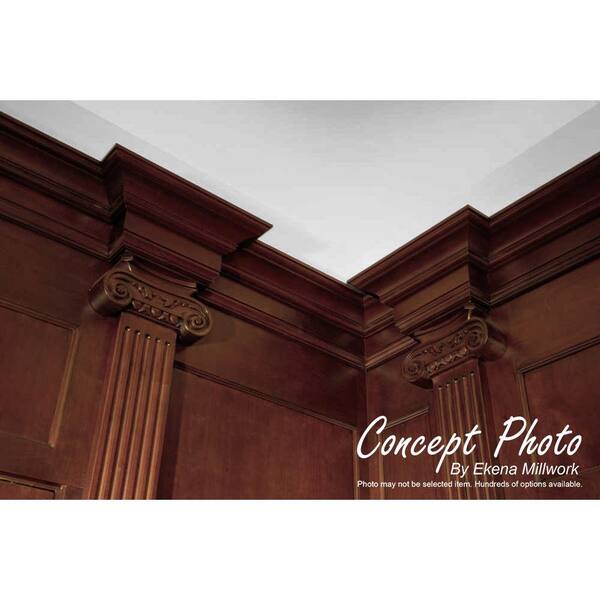 Ekena Millwork 4 in. x 94-1/2 in. x 5-1/2 in. Unfinished Cherry Bedford Carved Wood Crown Moulding