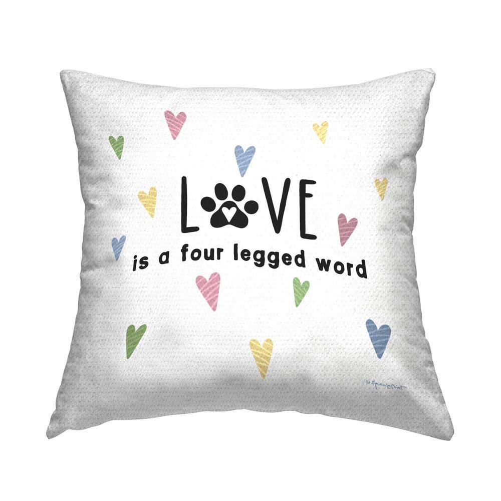 Love is Four Legged Outdoor Printed Throw Pillow by Annie LaPoint price history on PriceWatchPro
