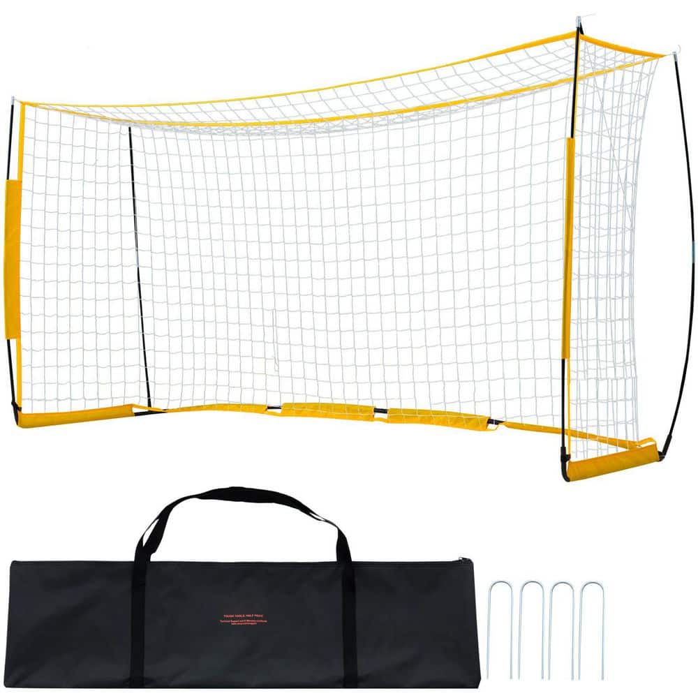Portable Soccer Goal, 12x6 ft. Adults Kids Backyard Soccer Net, Large Practice Soccer Net, with Carry Bag, Yellow