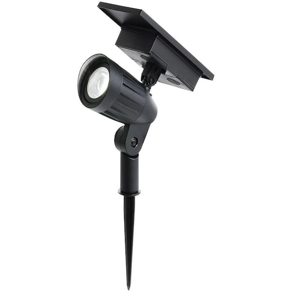 Hampton Bay 80 Lumens Color Changing Black Integrated LED Outdoor Solar Spotlight with Adjustable Beam; Weather/Rust Resistant