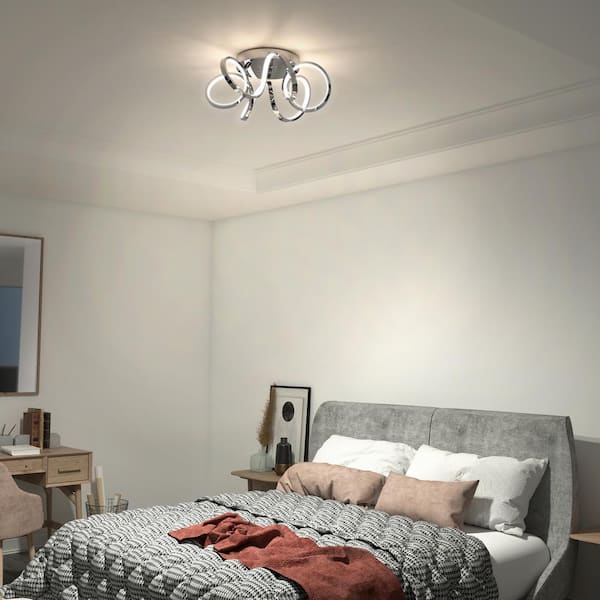 Artika Swirl 19.7 in. Modern Chrome Integrated LED Flush Mount Light Ceiling Light