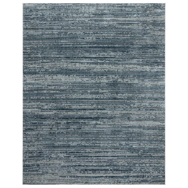 Gertmenian Missha Dario Blue 8 ft. x 10 ft. Striped High-Low Indoor Area Rug