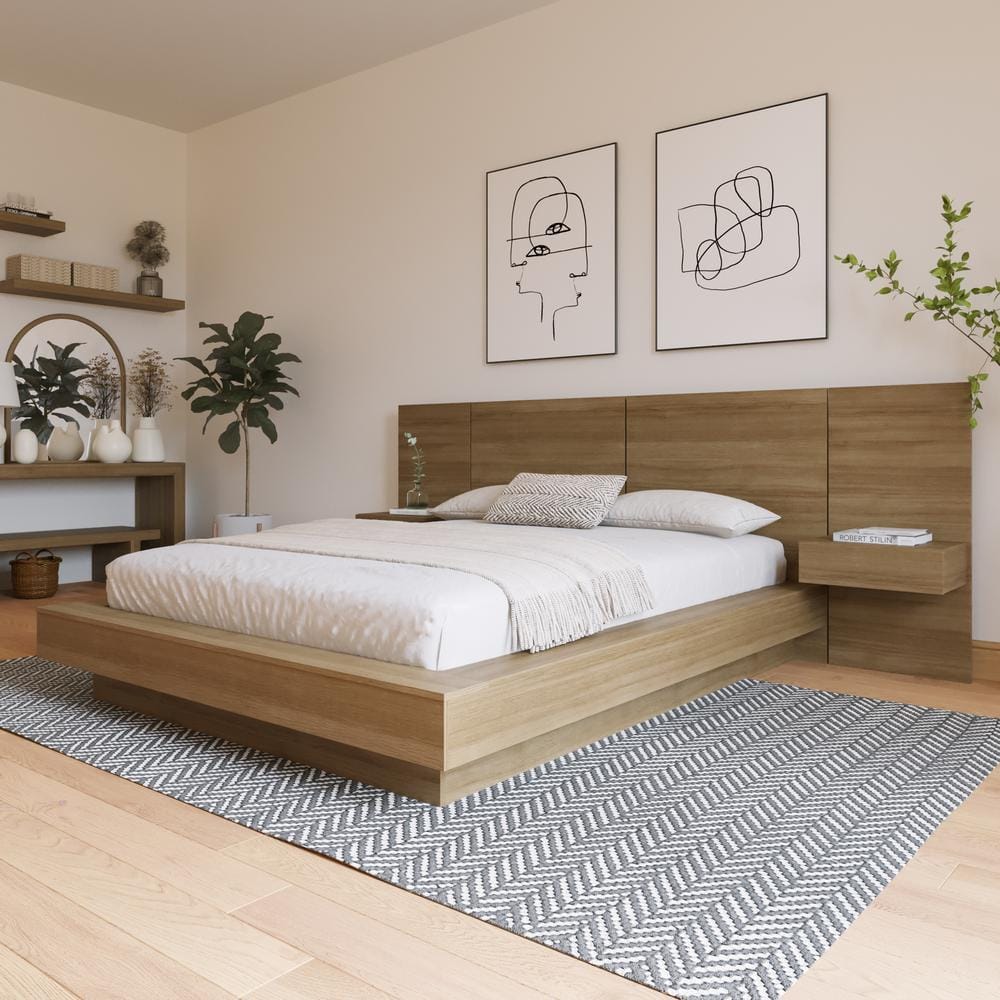 Napa Brown Oak 4-Piece Queen Platform Bedroom Set