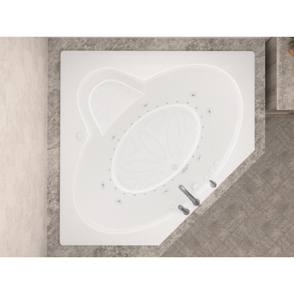 Malachite 5 ft. Acrylic Corner Drop-in Air Bathtub in White