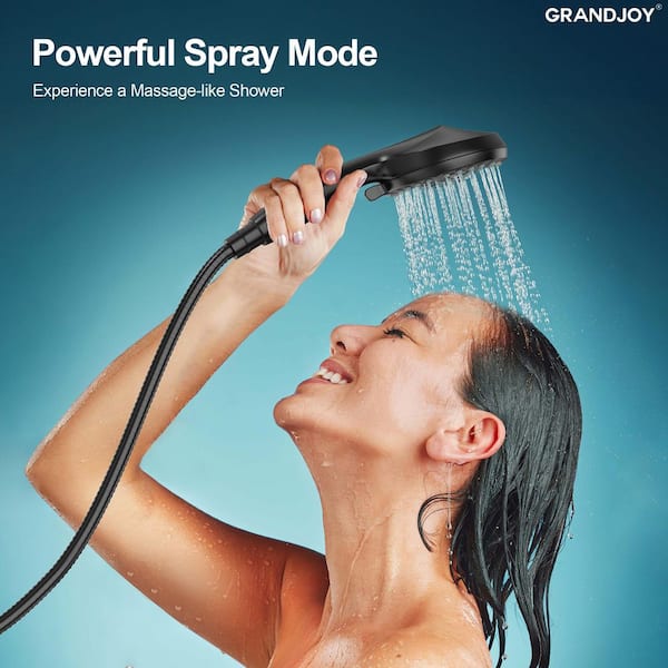 5 in. 5-Spray Wall Mount Handheld Shower Head 1.43 GPM with Rainfall, Mist, Pause, Jet, Massage in Matte Black