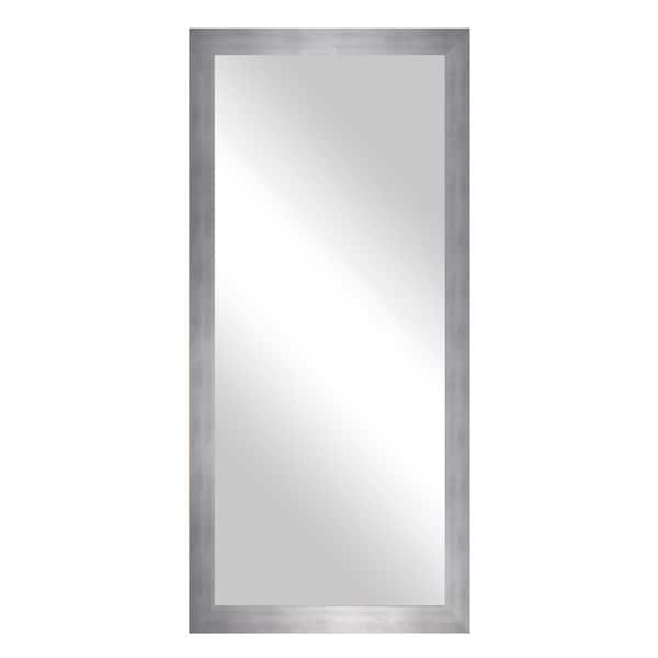 Modern Rustic (68 in. W x 33 in. H) Matte Silver MDF Wide Rectangle Mirror
