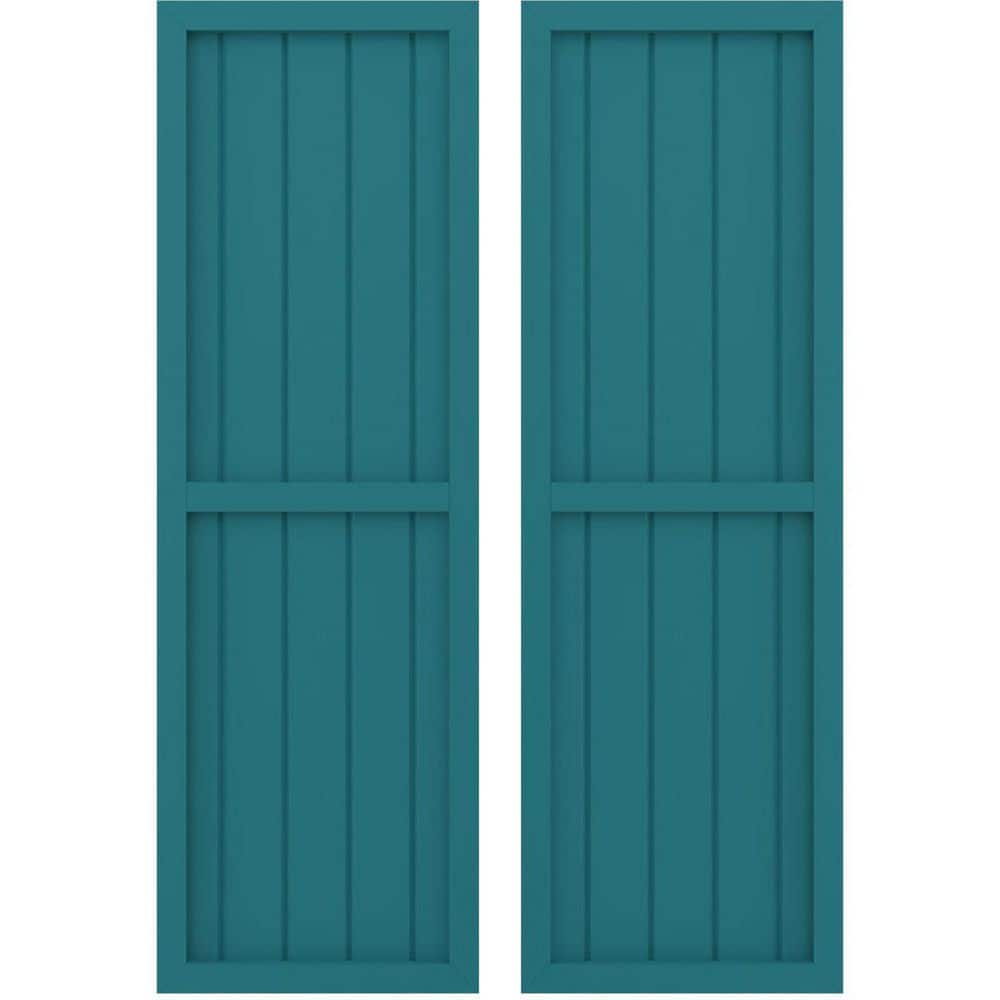 17-1/2 in. W x 43 in. H Americraft 5-Board Exterior Real Wood 2 Equal Panel Framed Board and Batten Shutters in Antigua price history on PriceWatchPro