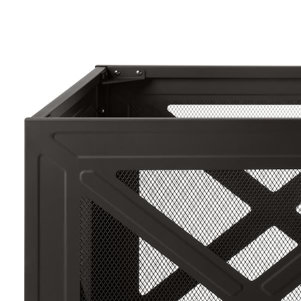 Westbury 26 in. W x 37.8 in. H Outdoor Square Wood Burning Black Fire Pit