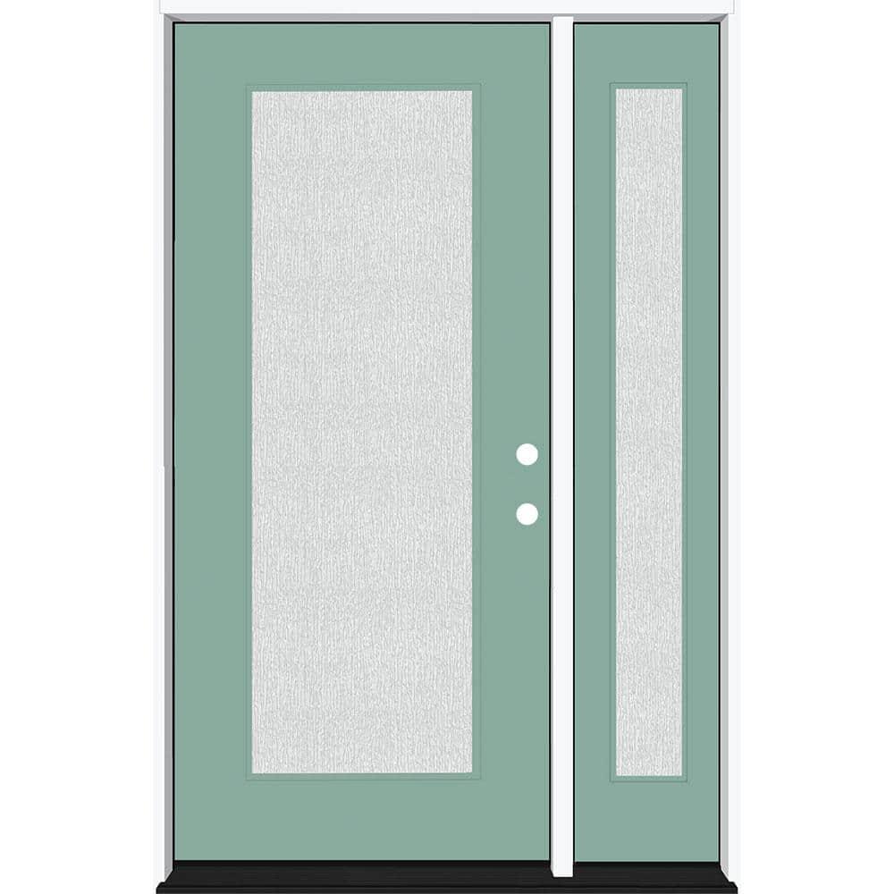 Legacy 53 in. x 80 in. Full Lite Rain Glass LHIS Primed Quarry Finish Fiberglass Prehung Front Door with 14 in. SL price history on PriceWatchPro