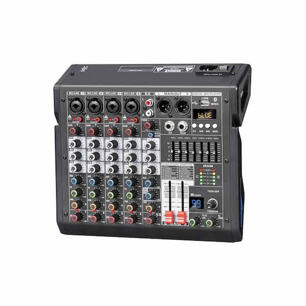 6-Channel Professional DJ Audio Mixer Console in Black with 99 DSP Effects 7-Band EQ Bluetooth USB 1 Piece