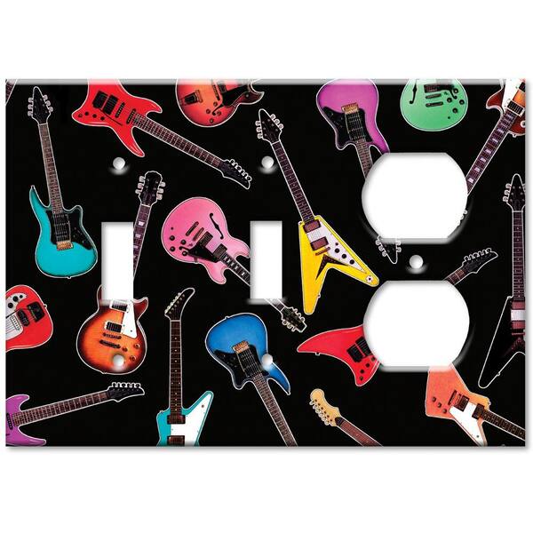 Art Plates Electric Guitars 2 Switch/Outlet Combo Wall Plate