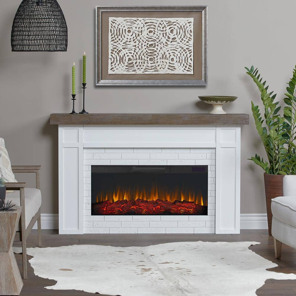 Real Flame Cravenhall 64 in. Freestanding Wooden Electric Fireplace in ...