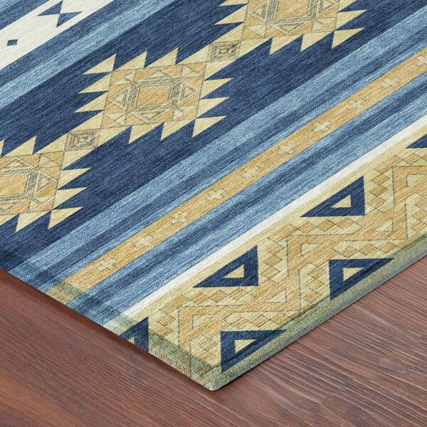 Chantille Machine Washable Indoor/Outdoor Abstract ACN2561 Navy 10 ft. x 14 ft. Area Rug