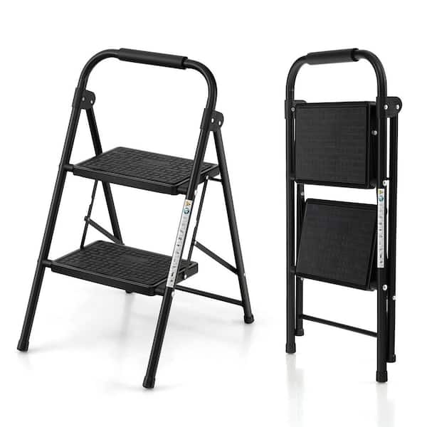 ANGELES HOME 2-Step Ladder, Reach Height 8 ft. 585 lbs. Load Capacity Duty Rating with Wide Anti-Slip Pedal