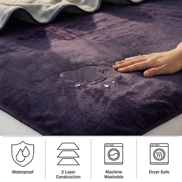 Lavish Home Purple 80x80 Waterproof Blanket King-Size - Throw